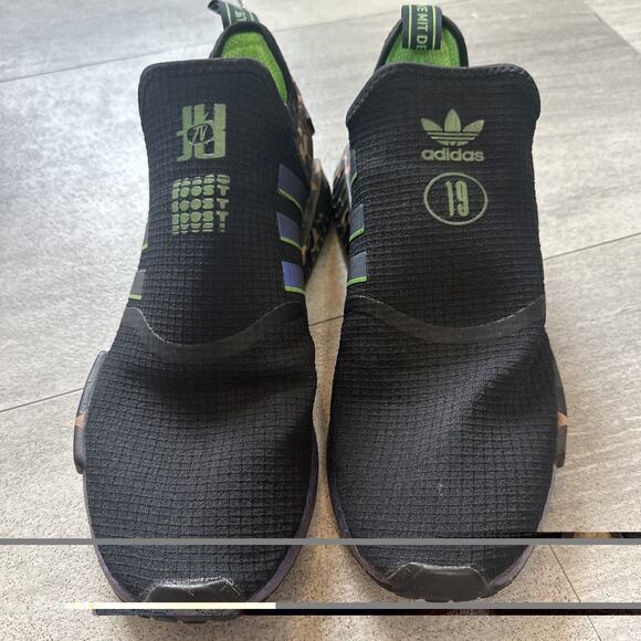 Adidas Juju Smith Schuster NMD Mens Size 11.5 Black & Green Camo Print Sneakers